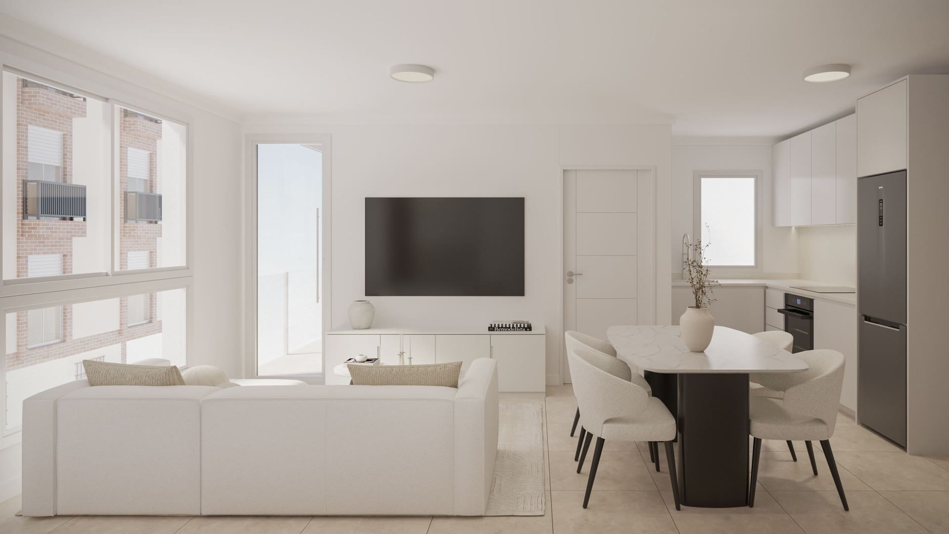 Living area with kitchen, visualisation