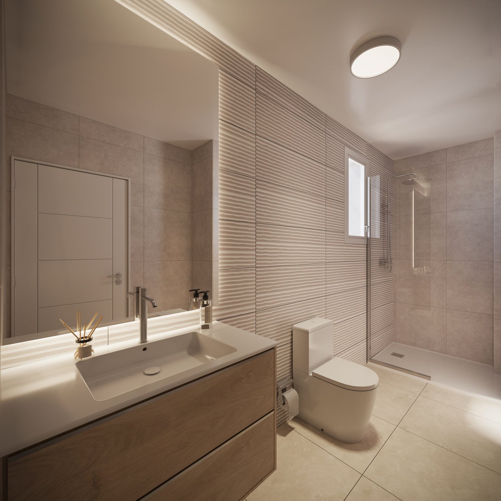 Badezimmer mit Dusche, Visualisierung