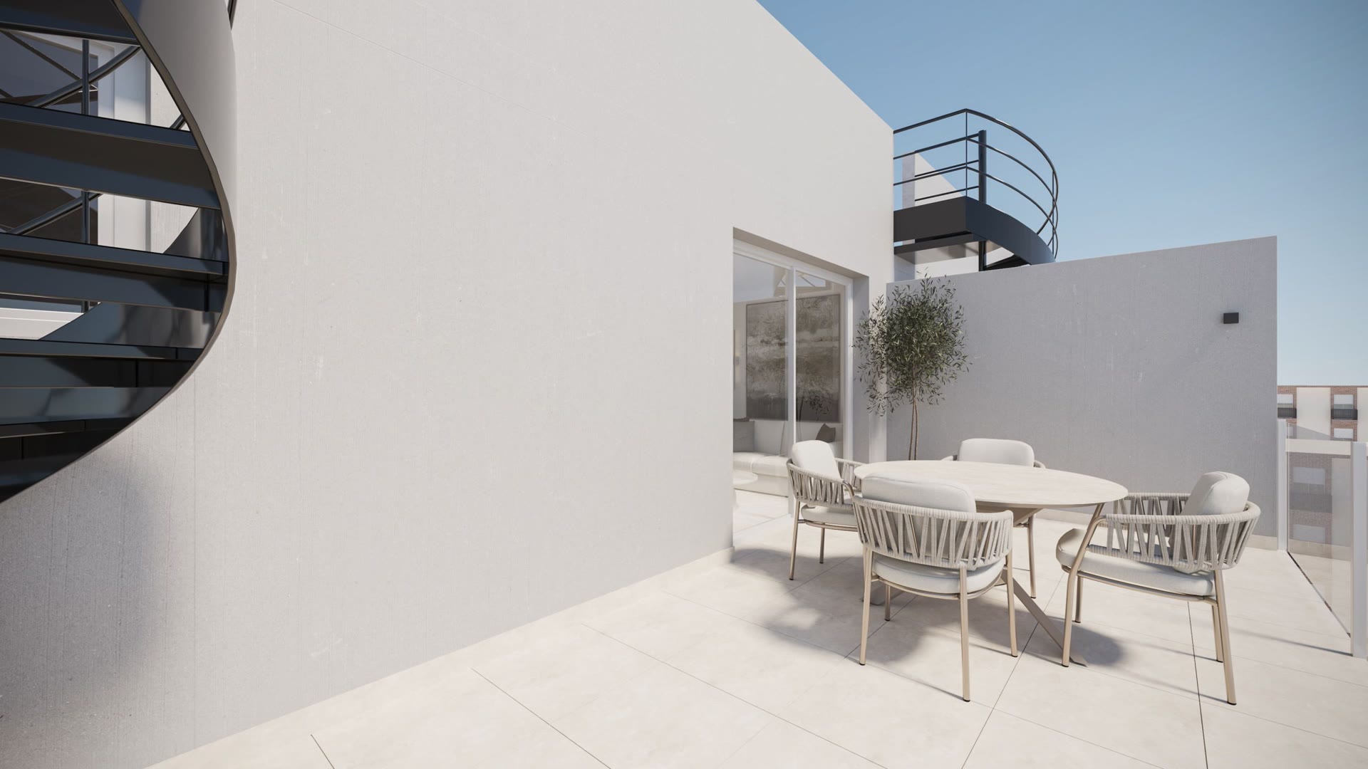 Dachterrasse mit Sitzgruppe, Visualisierung